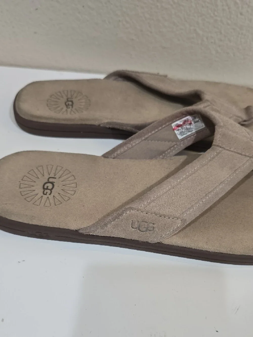 UGG Beige Suede Thong Sandals